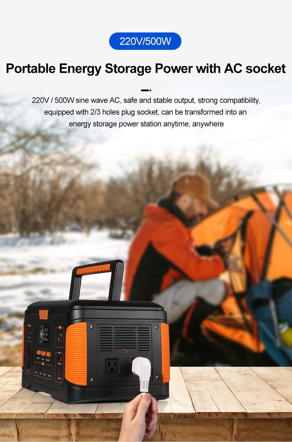 Direct4x4 Portable Power Chargers Multifunction Outdoor Portable Energy Storage Power Charging Station 220V/500W