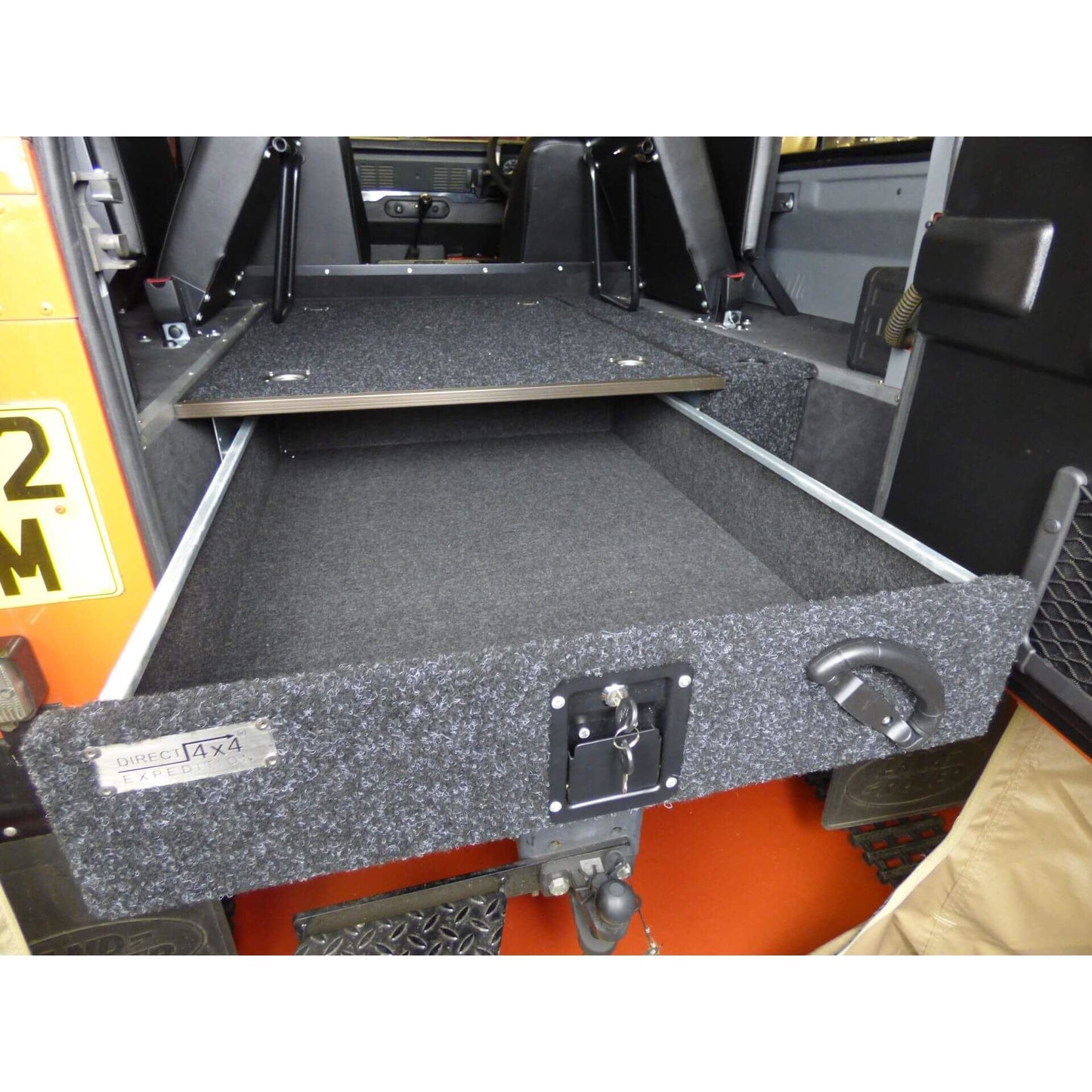 Direct4x4 Drawer Storage System Fixed Carpet Top Single Drawer + Side Wing Kit for Land Rover Defender 110 71-16