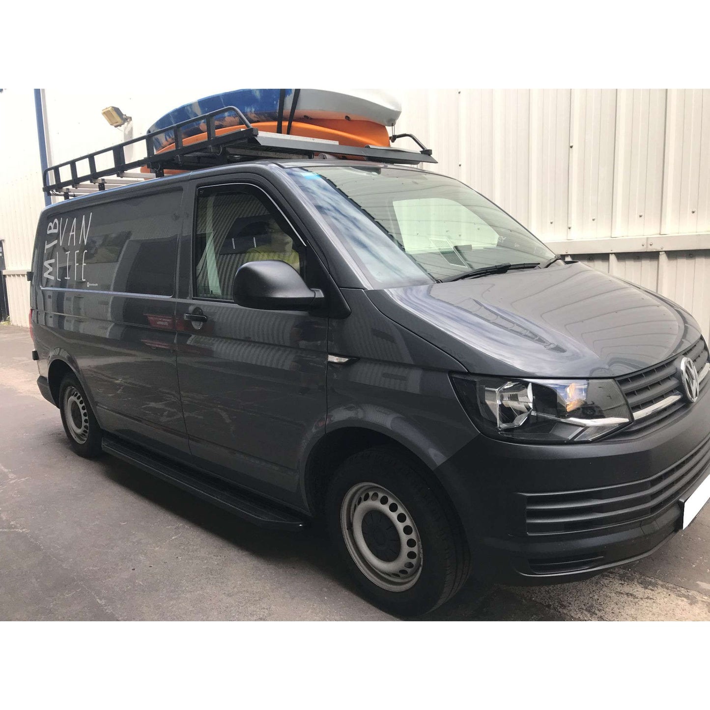 Direct4x4 Side Steps and Bars Black Raptor Side Steps Running Boards for Volkswagen Transporter T6 SWB