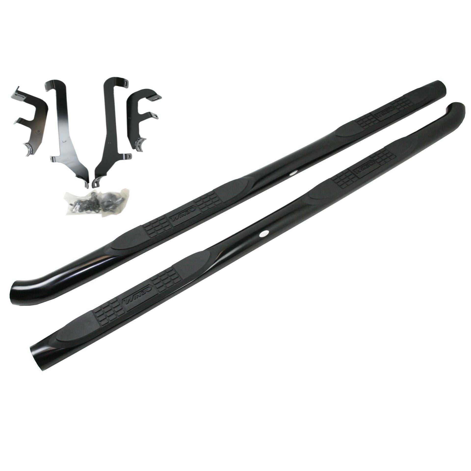 Direct4x4 Side Steps and Bars Black Side Bars with Step Pads for the Hyundai Santa Fe 2013-2018 5-Seat