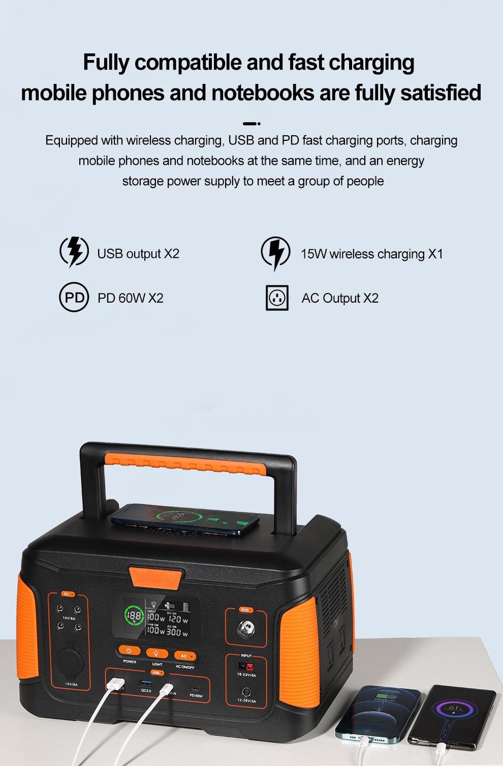 Direct4x4 Portable Power Chargers Multifunction Outdoor Portable Energy Storage Power Charging Station 220V/500W