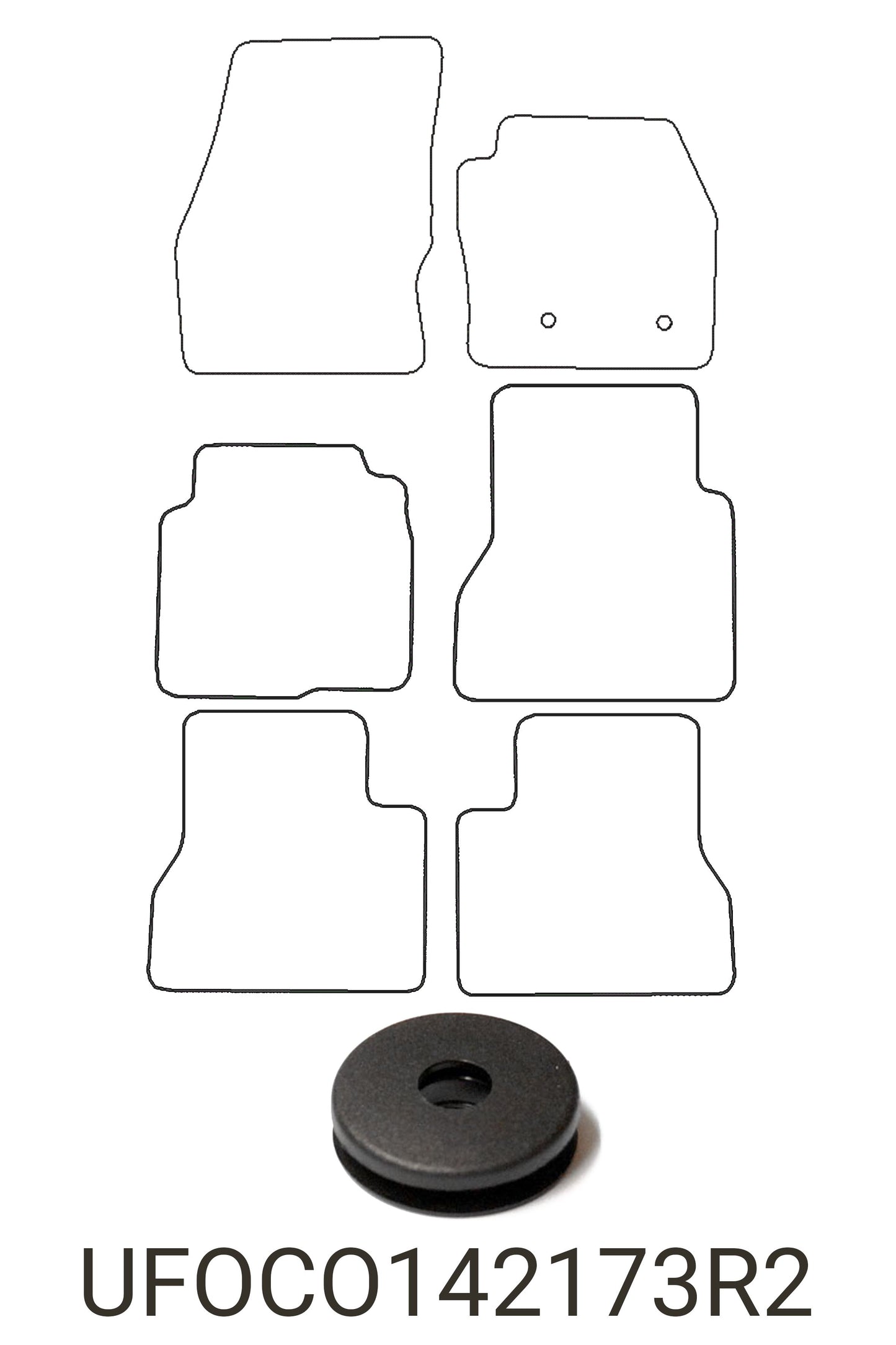 Turtle Covers Mats Tailored Rubber Mats Fits Ford Grand Tourneo Connect LWB 2014+ Tailored Rubber Mats Front & Rear Right Hand Drive 2 Fixing Points (Driver Only 21cm)