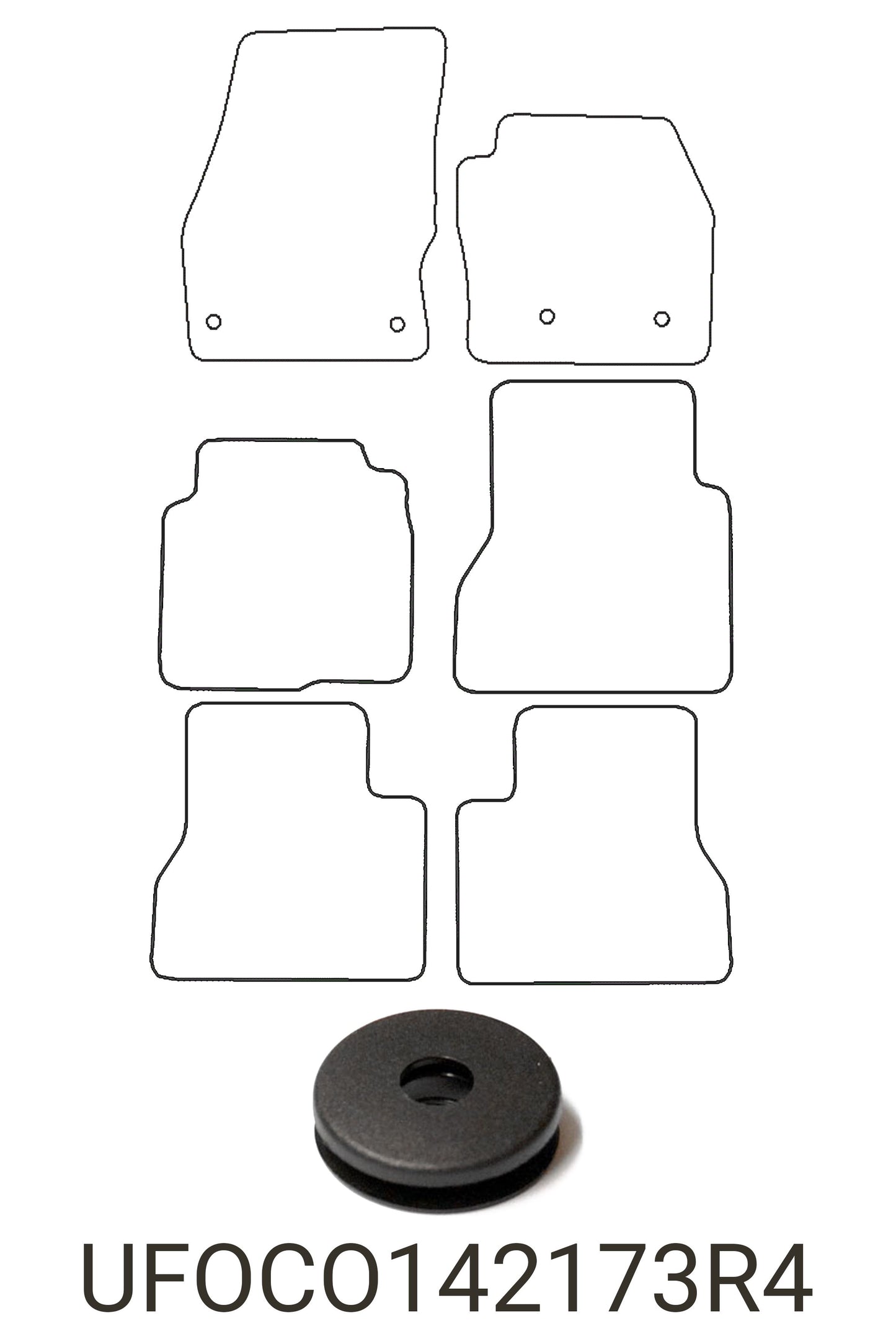 Turtle Covers Mats Tailored Rubber Mats Fits Ford Grand Tourneo Connect LWB 2014+ Tailored Rubber Mats Front & Rear Right Hand Drive 4 Fixing Points (Driver 21cm)