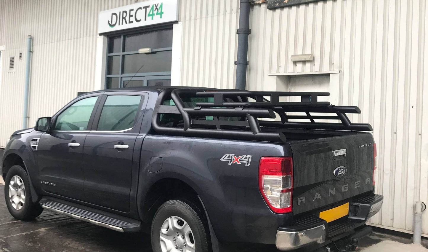 Direct4x4 Pickup Truck Roll Sports Bars Black Long Arm Roll Sports Bar with Cargo Basket Rack for the Ford Ranger 06-12