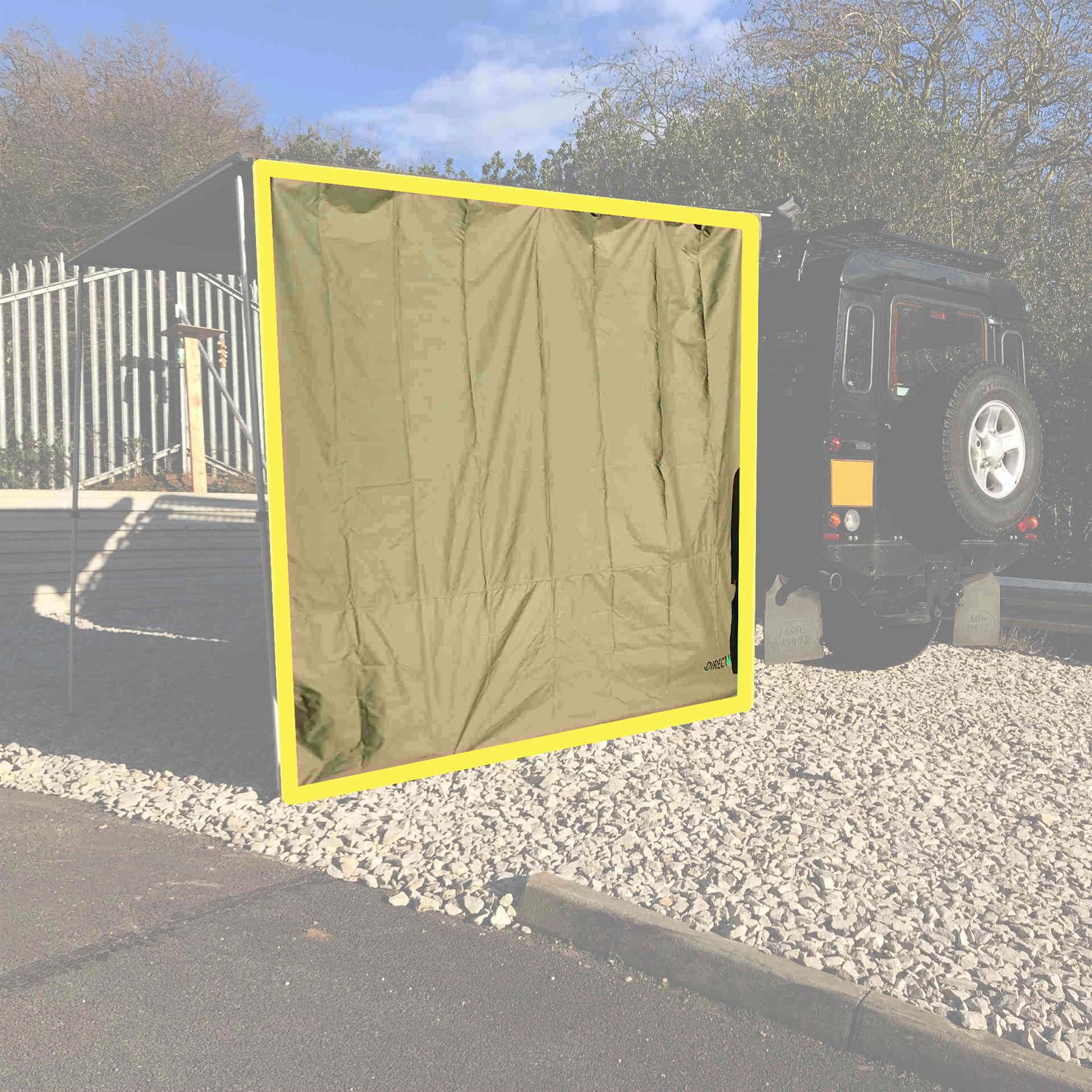Direct4x4 Side Awning Addons & Accessories Front & Side Wall Addons for Direct4x4 Expedition Pull-Out Vehicle Side Awnings 2.0m Length x 2.5m Pullout Forest Green Side