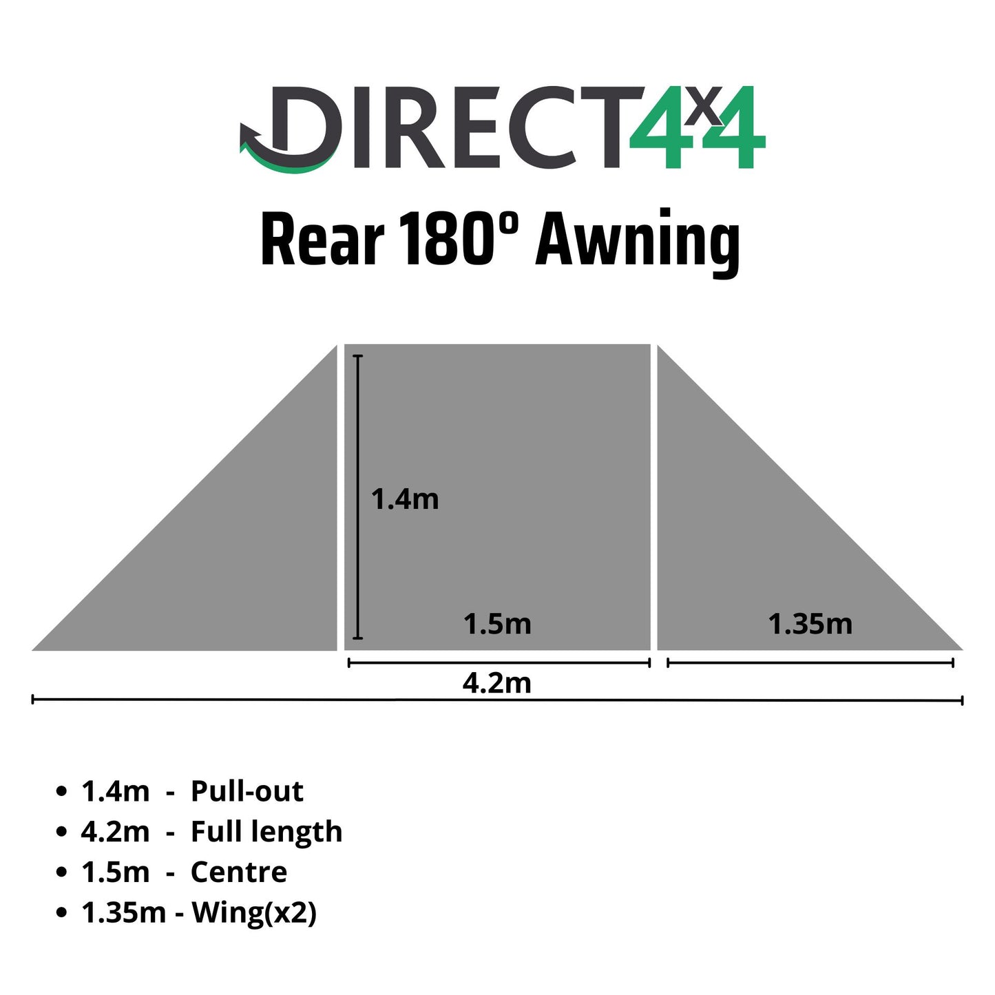 Direct4x4 Side Awnings Mini 180-Degree Expedition Overland Fold-out Vehicle Camping Side or Rear Awning