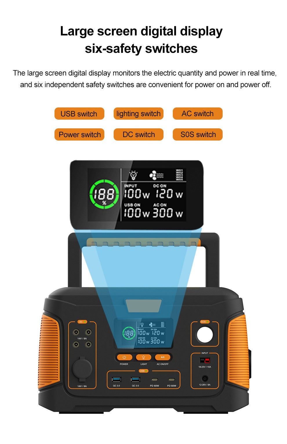 Direct4x4 Portable Power Chargers Multifunction Outdoor Portable Energy Storage Power Charging Station 220V/500W