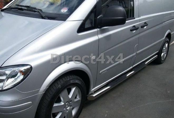 Direct4x4 Side Steps and Bars Chrome SUS304 Stainless Steel Side Bars + Step Pads for Mercedes Vito/Viano 04-14