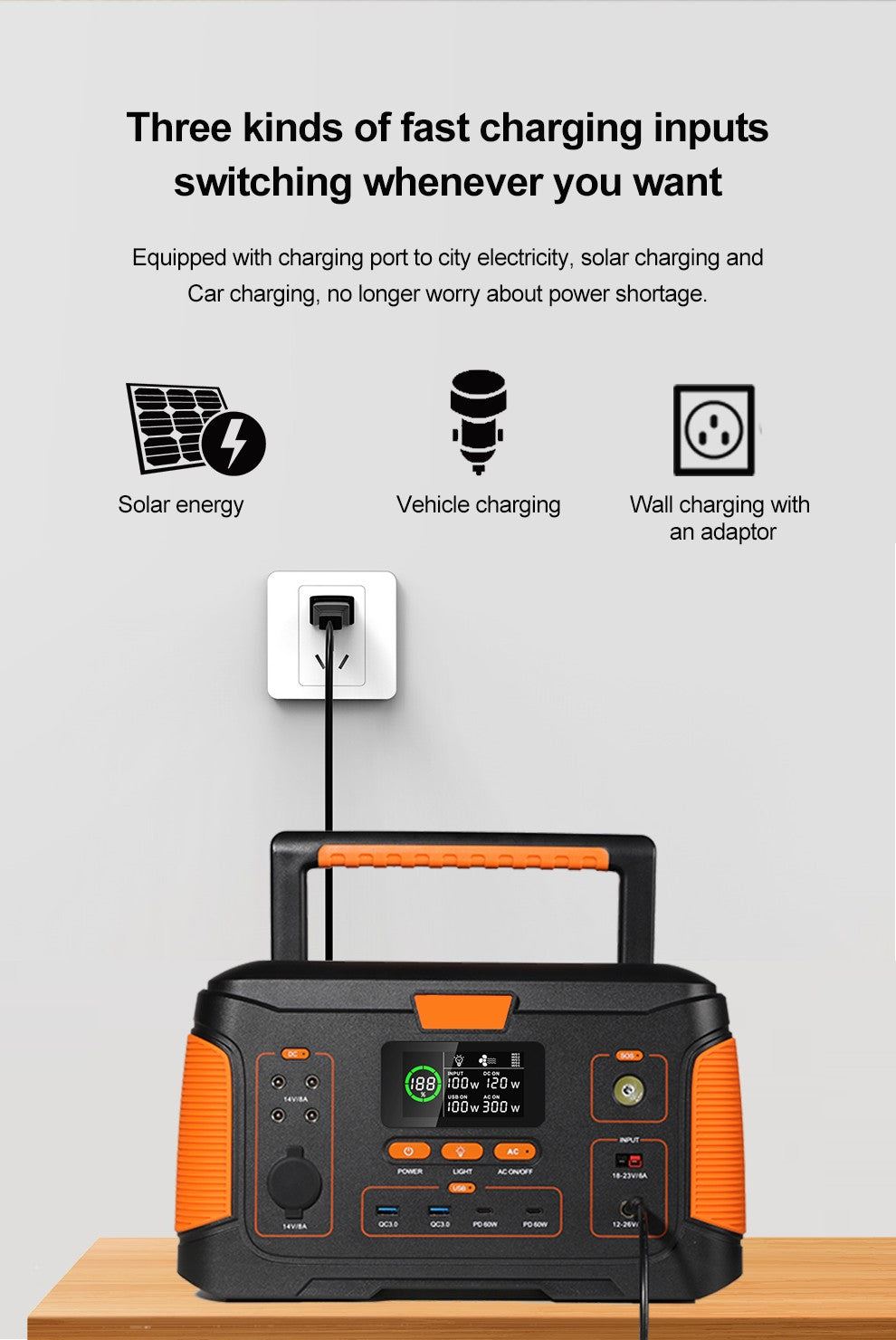 Direct4x4 Portable Power Chargers Multifunction Outdoor Portable Energy Storage Power Charging Station 220V/500W