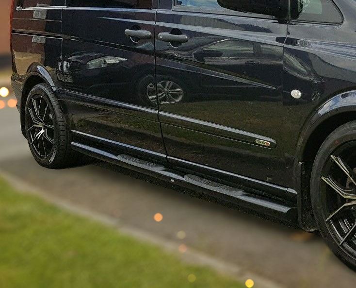 Direct4x4 Side Steps and Bars Black SUS201 Stainless Steel Side Bars + Step Pads for Mercedes Vito/Viano 04-14
