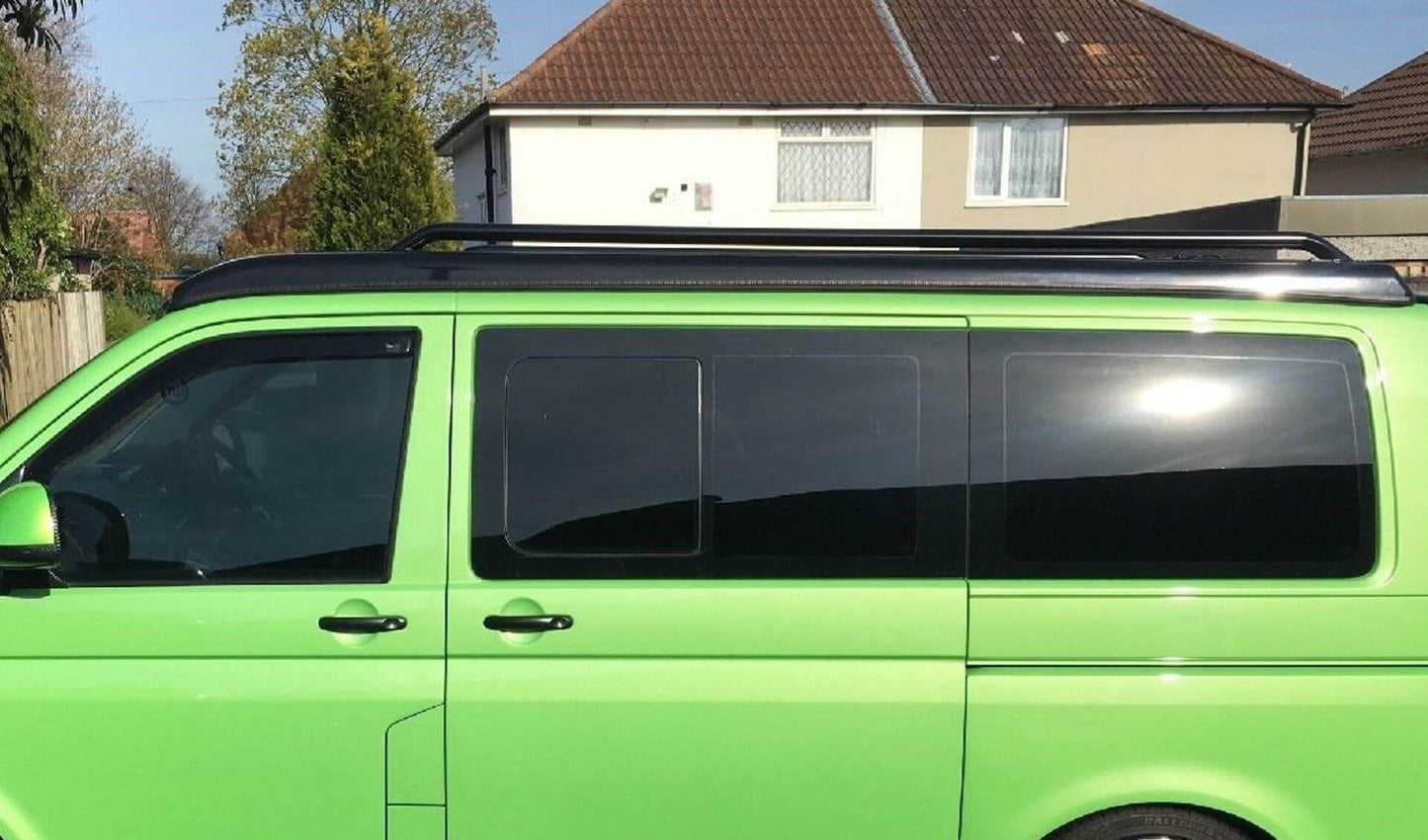 Direct4x4 Roof Bars & Rails Black OE Style Steel Roof Rails for the Volkswagen Transporter T5 LWB