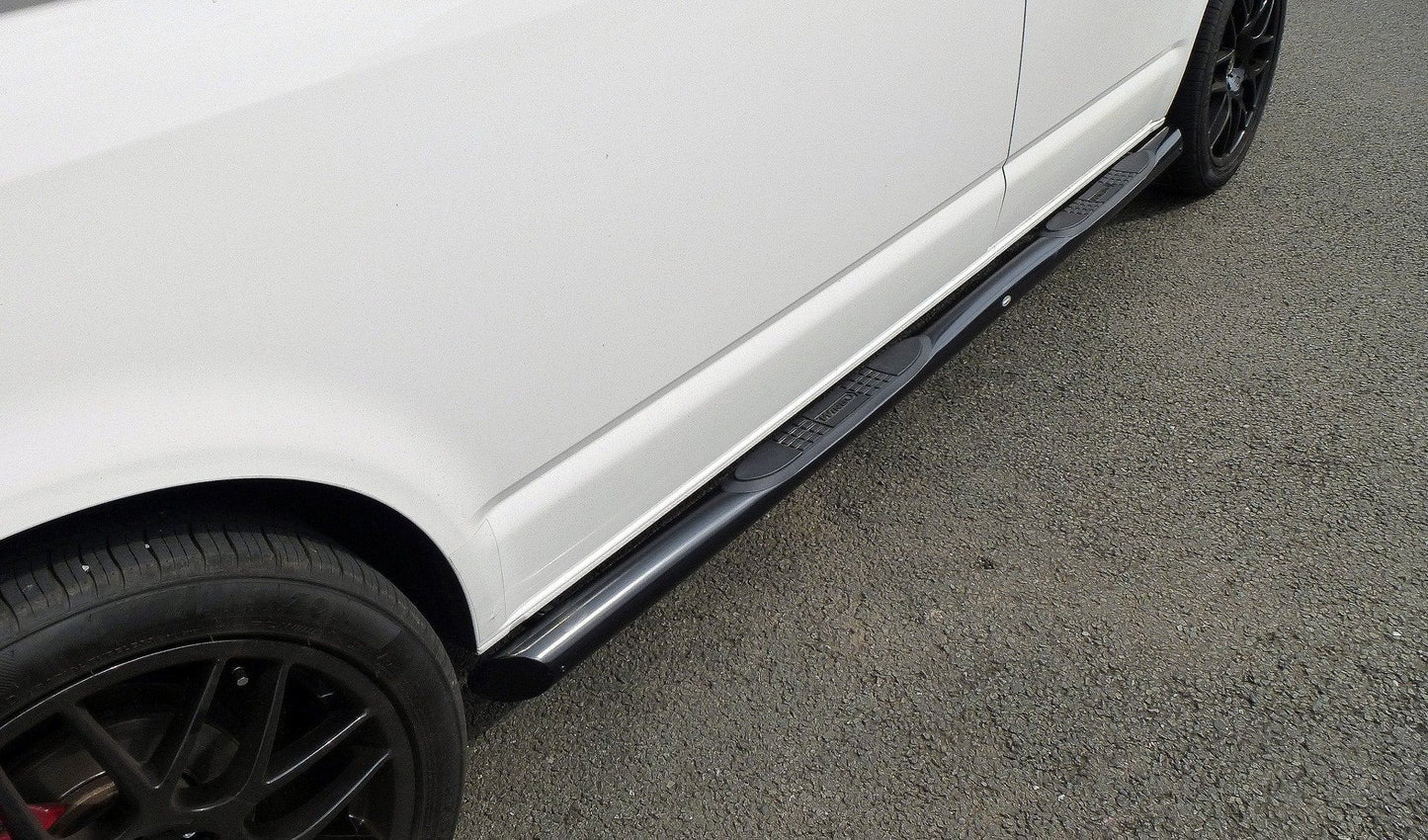 Direct4x4 Side Steps and Bars Black Powder Coated SUS201 S/Steel Side Bars with Pads for Volkswagen T6 SWB