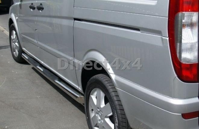Direct4x4 Side Steps and Bars Chrome SUS304 Stainless Steel Side Bars + Step Pads for Mercedes Vito/Viano 04-14