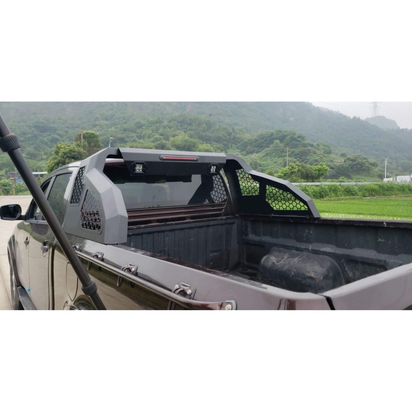 Direct4x4 Pickup Truck Roll Sports Bars Black Side Mesh Roll Sports Bar with LED Work Lights for the Ford Ranger 2022+