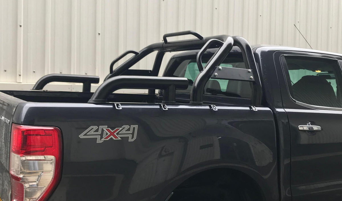 Direct4x4 Pickup Truck Roll Sports Bars Black SUS201 Long Arm Roll Sports Bar with Grab Handle for the Ford Ranger 2022+