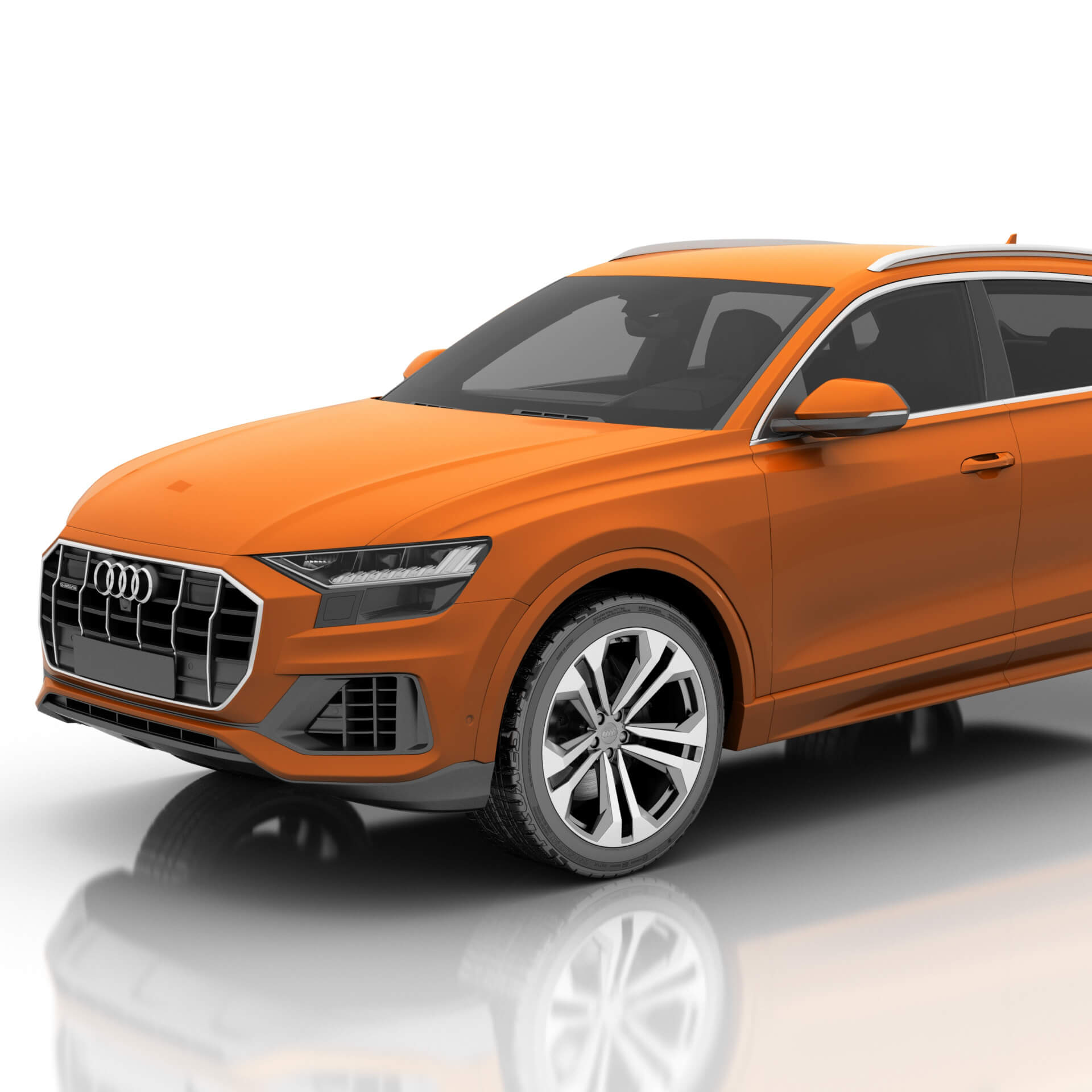 Direct4x4 accessories for Audi Q8 vehicles with a photo of a orange Audi Q8 on a white background