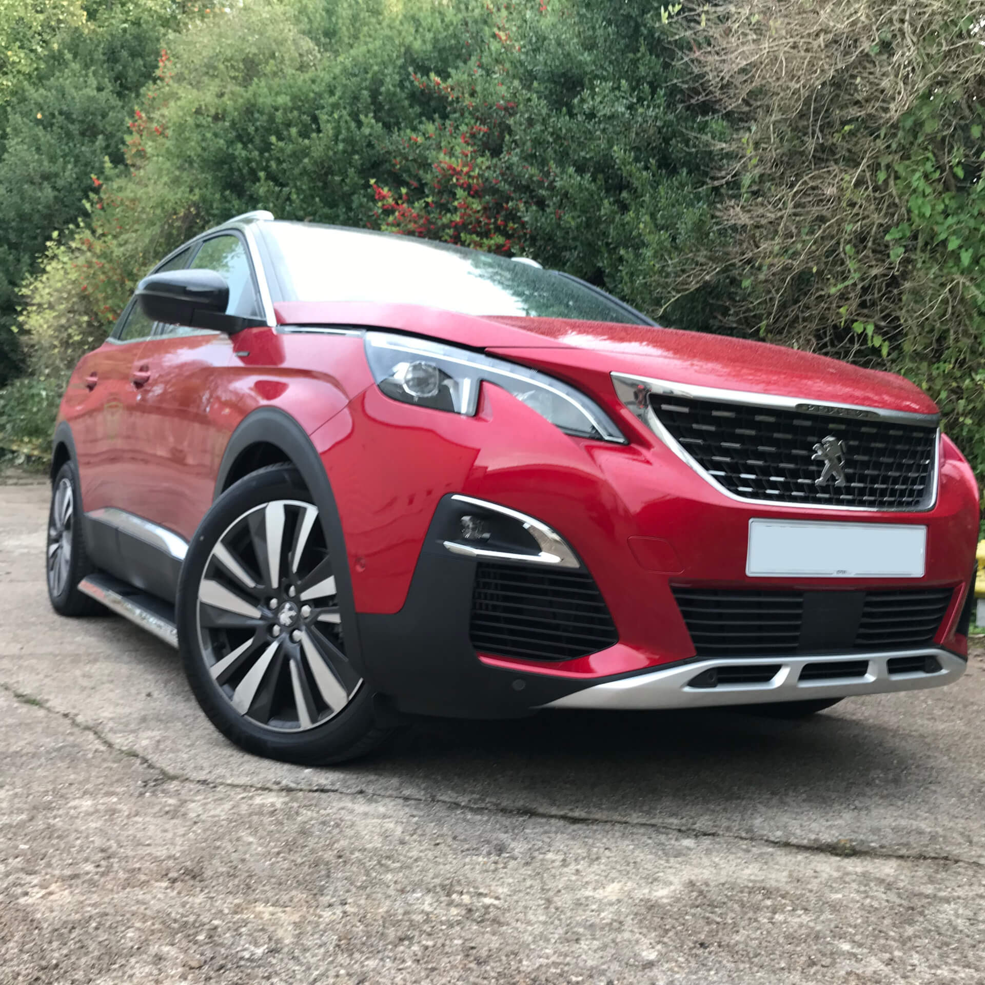 Direct4x4 accessories for Peugeot 5008 vehicles with a photo of a red Peugeot 5008 parked in front of trees