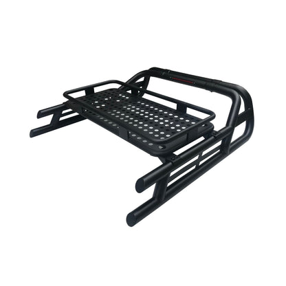 Black Long Arm Roll Sports Bar with Cargo Basket Rack for the Fiat Fullback
