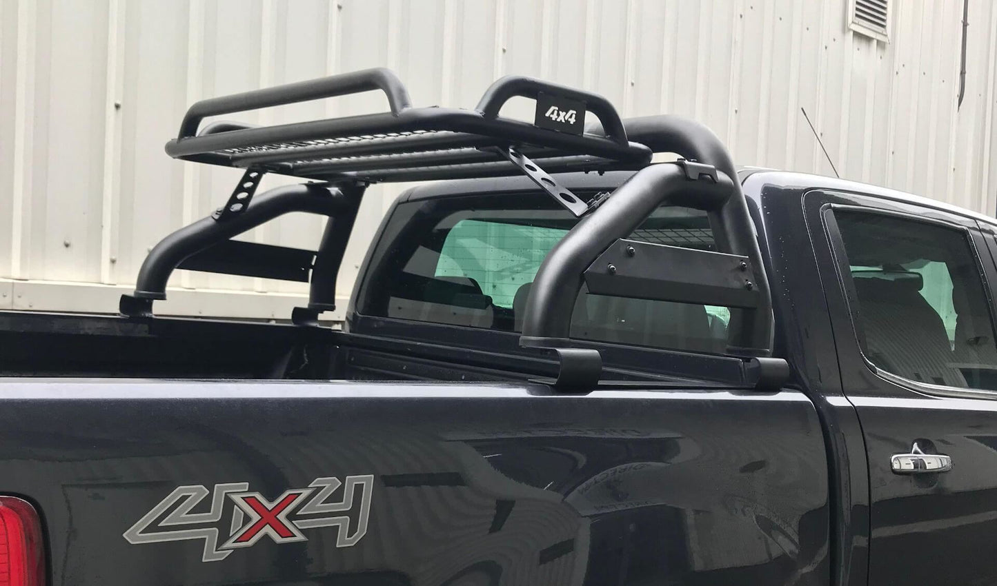 Black SUS201 Short Arm Roll Bar with Cargo Basket Rack for the Ford Ranger 06-12