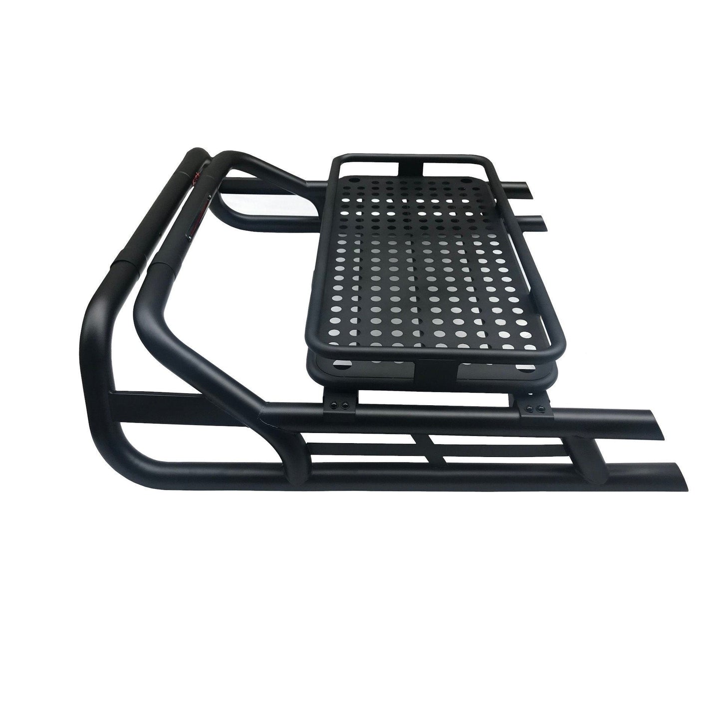 Black SUS201 Long Arm Roll Bar with Cargo Basket Rack for the Renault Alaskan