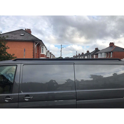 Black OE Style Steel Roof Rails for the Volkswagen Transporter T5 LWB