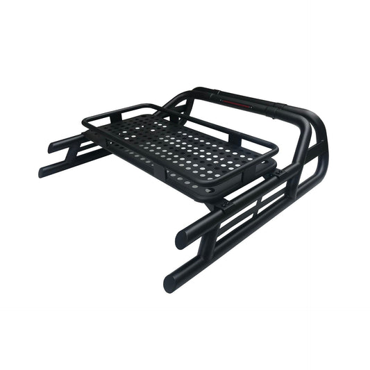 Black SUS201 Long Arm Roll Bar with Cargo Basket Rack for the Isuzu D-Max 02-07