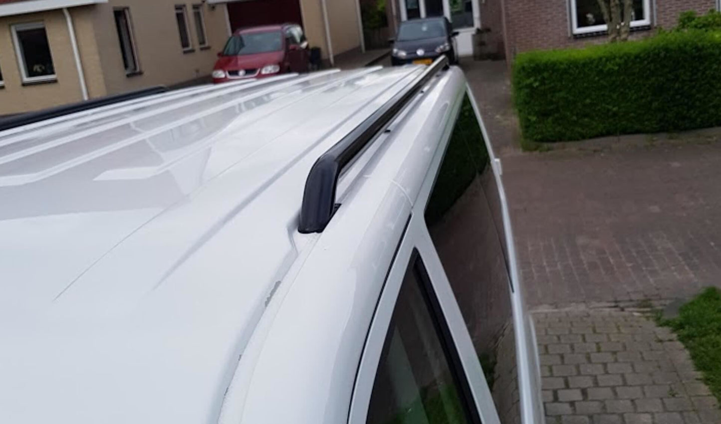 Black OE Style SUS201 Roof Rails for the Volkswagen Transporter T5 LWB