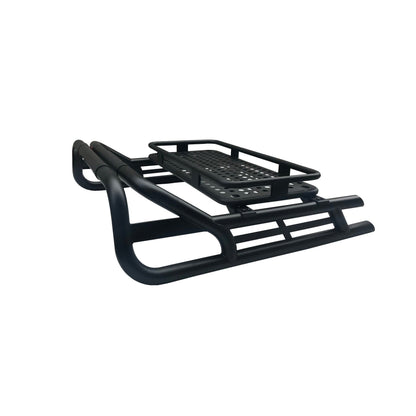 Black Long Arm Roll Sports Bar with Cargo Basket Rack for the Ford Ranger 98-05