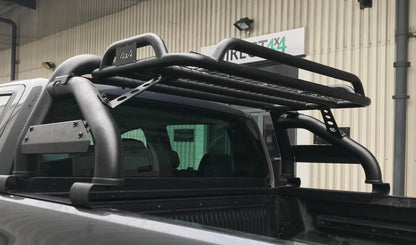 Black SUS201 Short Arm Roll Bar with Cargo Basket Rack for the Ford Ranger 2022+