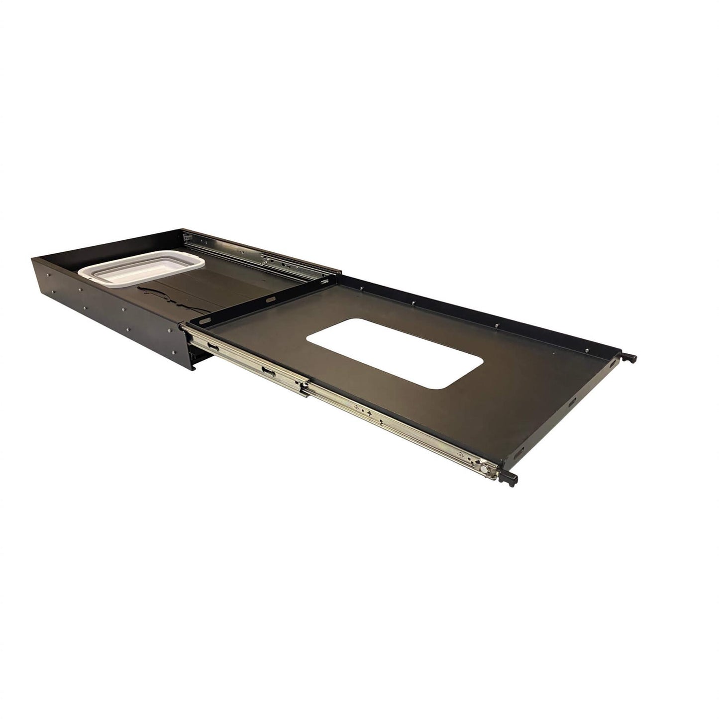 Extendable Heavy-Duty Vehicle Camping Utility Slide Tray with Integrated Sink