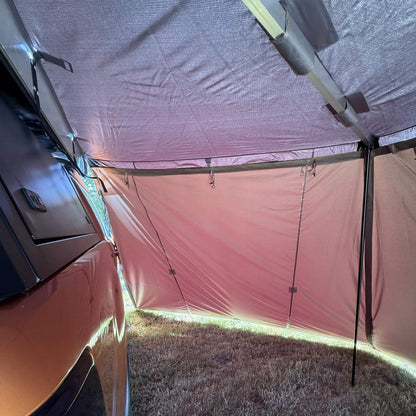 [CLEARANCE] 270-Degree RHS Granite Gray Hawkwing Fold-out Vehicle Side Awning + Side Walls