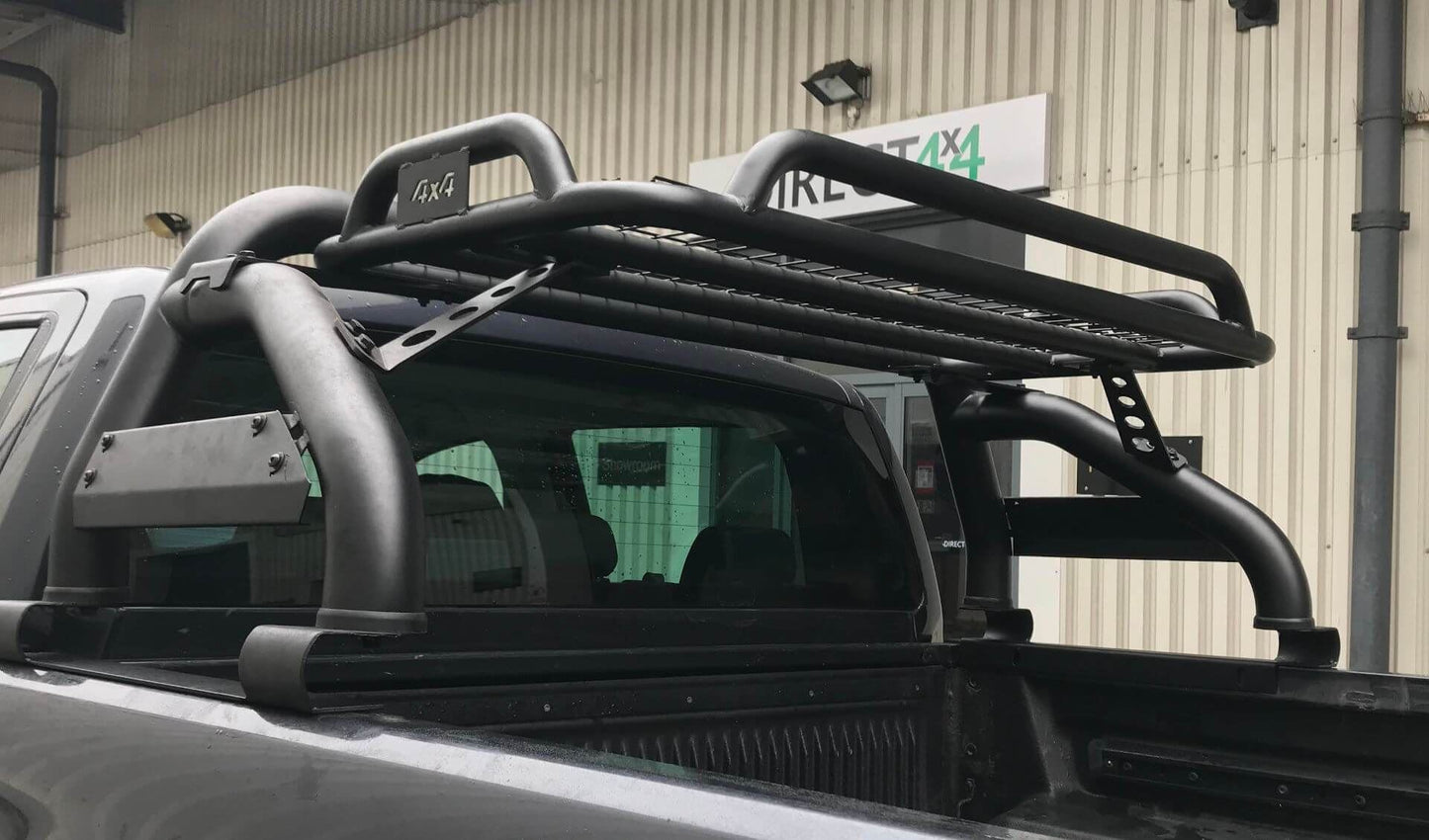 Black SUS201 Short Arm Roll Bar with Cargo Basket Rack for Ford Ranger 2012-2022