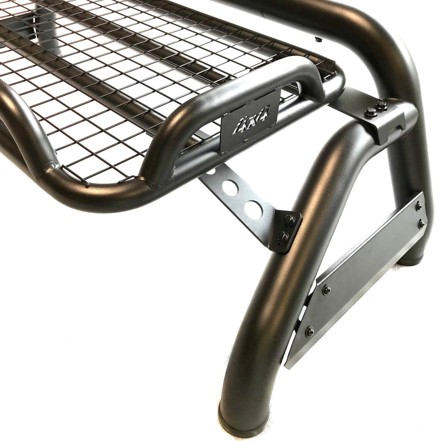 Black Short Arm Roll Sports Bar Cargo Basket Rack for the Mitsubishi L200 2015+