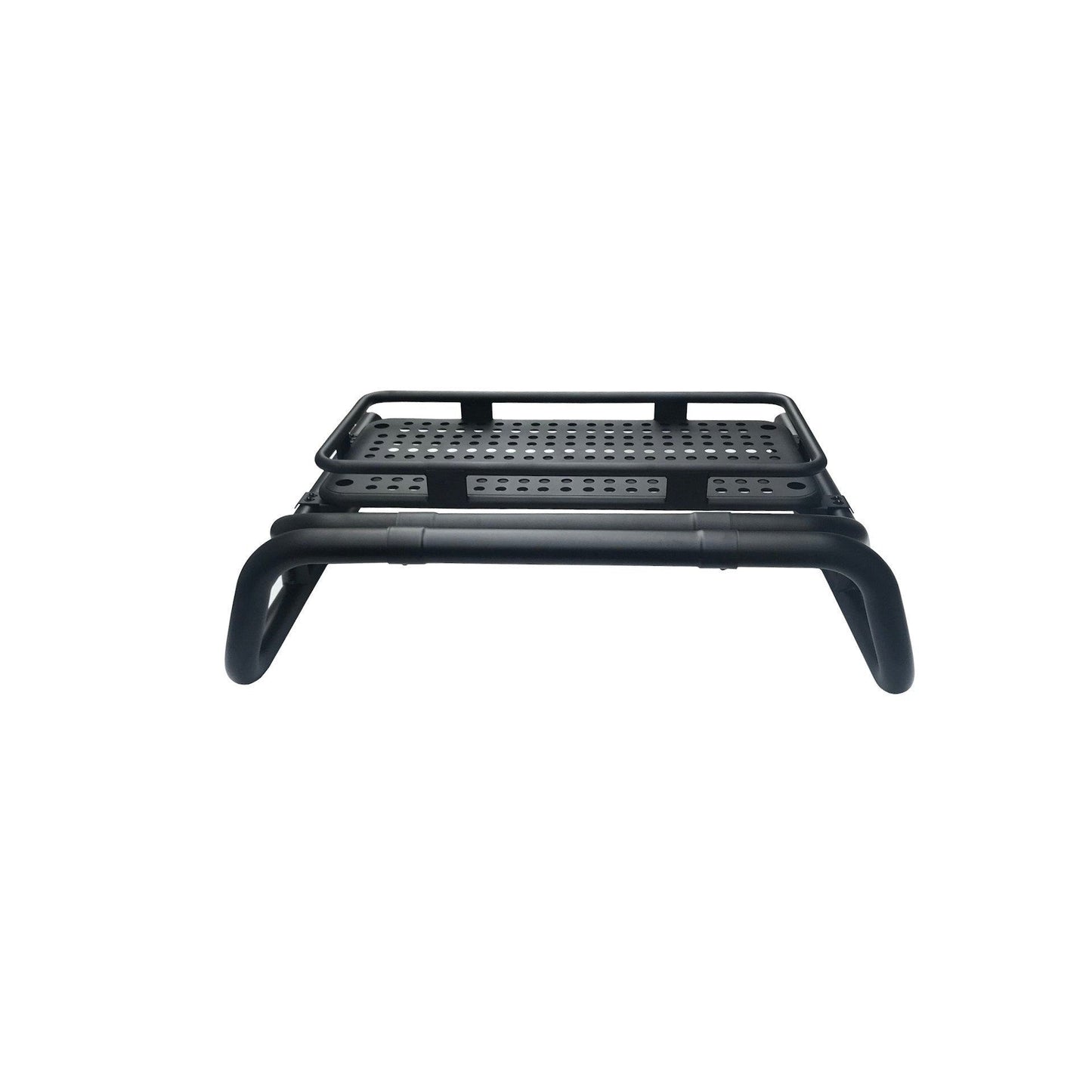 Black Long Arm Roll Sports Bar with Cargo Basket Rack for the Isuzu D-Max 12-20