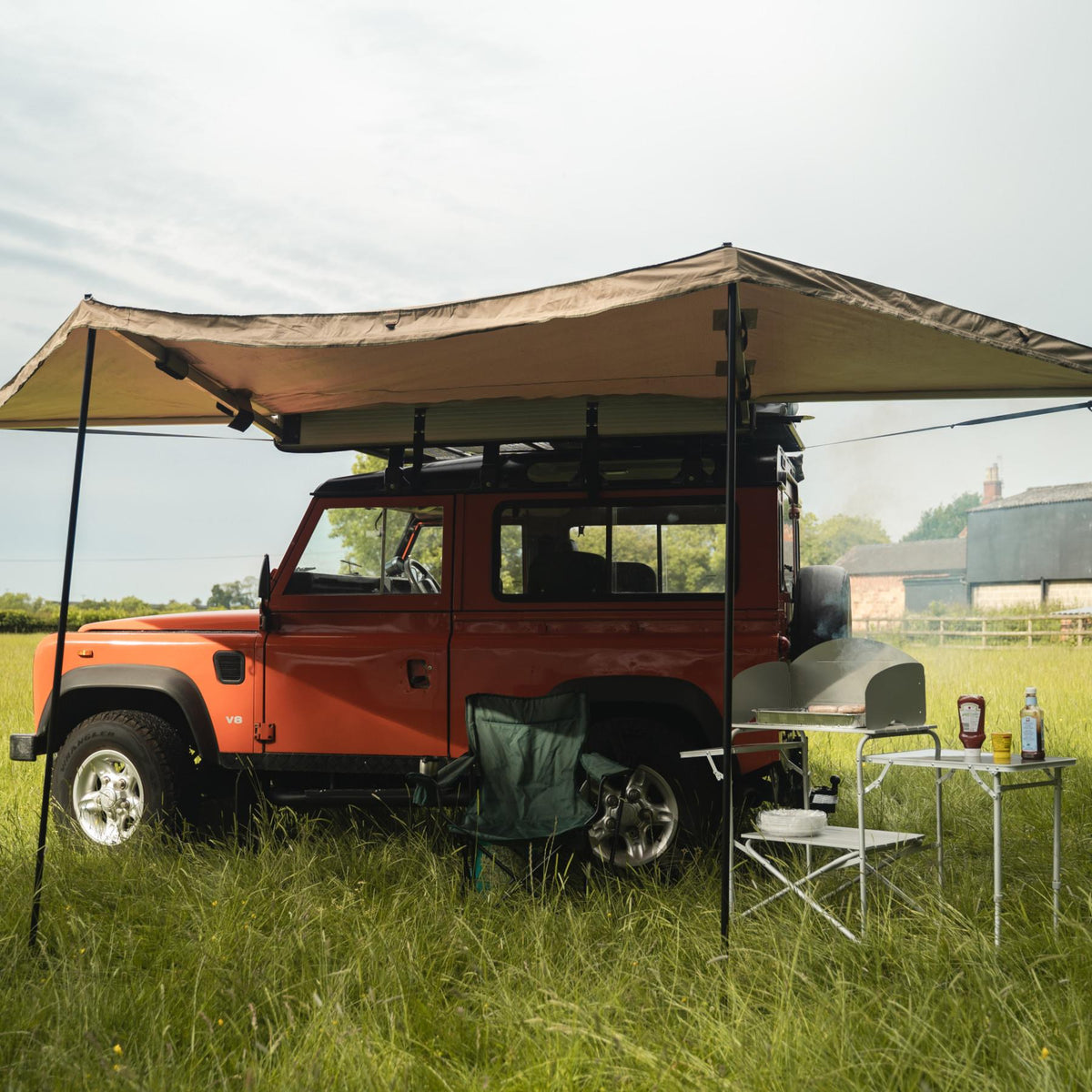 [CLEARANCE] 180-Degree Sand Yellow Expedition Overland Fold-out Vehicle Camping Side Awning