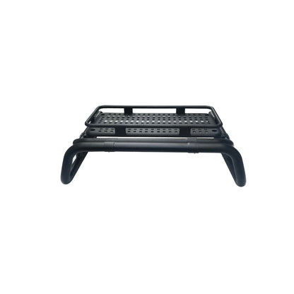 Black Long Arm Roll Sports Bar with Cargo Basket Rack for the Isuzu D-Max 07-12