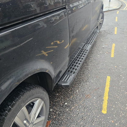 Direct4x4 Side Steps and Bars LWB ONLY Black Powder Coated Side Steps for Volkswagen Transporter T6