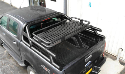 Black SUS201 Long Arm Roll Bar with Cargo Basket Rack for the Ford Ranger 2022+