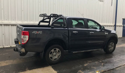 Black SUS201 Short Arm Roll Bar with Cargo Basket Rack for the Ford Ranger 2022+