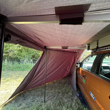 [CLEARANCE] 270-Degree RHS Granite Gray Hawkwing Fold-out Vehicle Side Awning + Side Walls