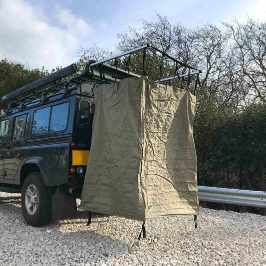 Direct4x4 Side Awnings Overland Expedition Fold-Out Shower Privacy Curtain Side Box in Forest Green