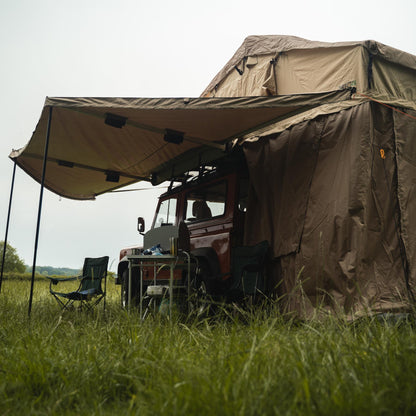 [CLEARANCE] 180-Degree Sand Yellow Expedition Overland Fold-out Vehicle Camping Side Awning
