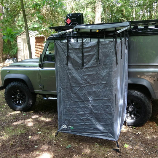 Direct4x4 Side Awnings Overland Expedition Fold-Out Shower Privacy Curtain Side Box in Granite Grey