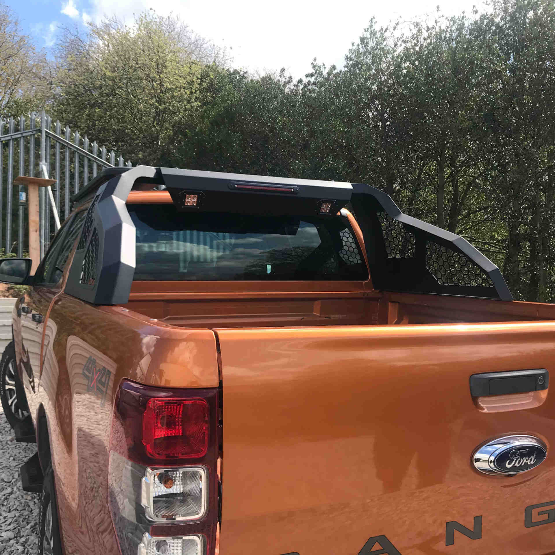 Direct4x4 Pickup Truck Roll Sports Bars Black Side Mesh Roll Sports Bar with LED Work Lights for the Ford Ranger 06-12