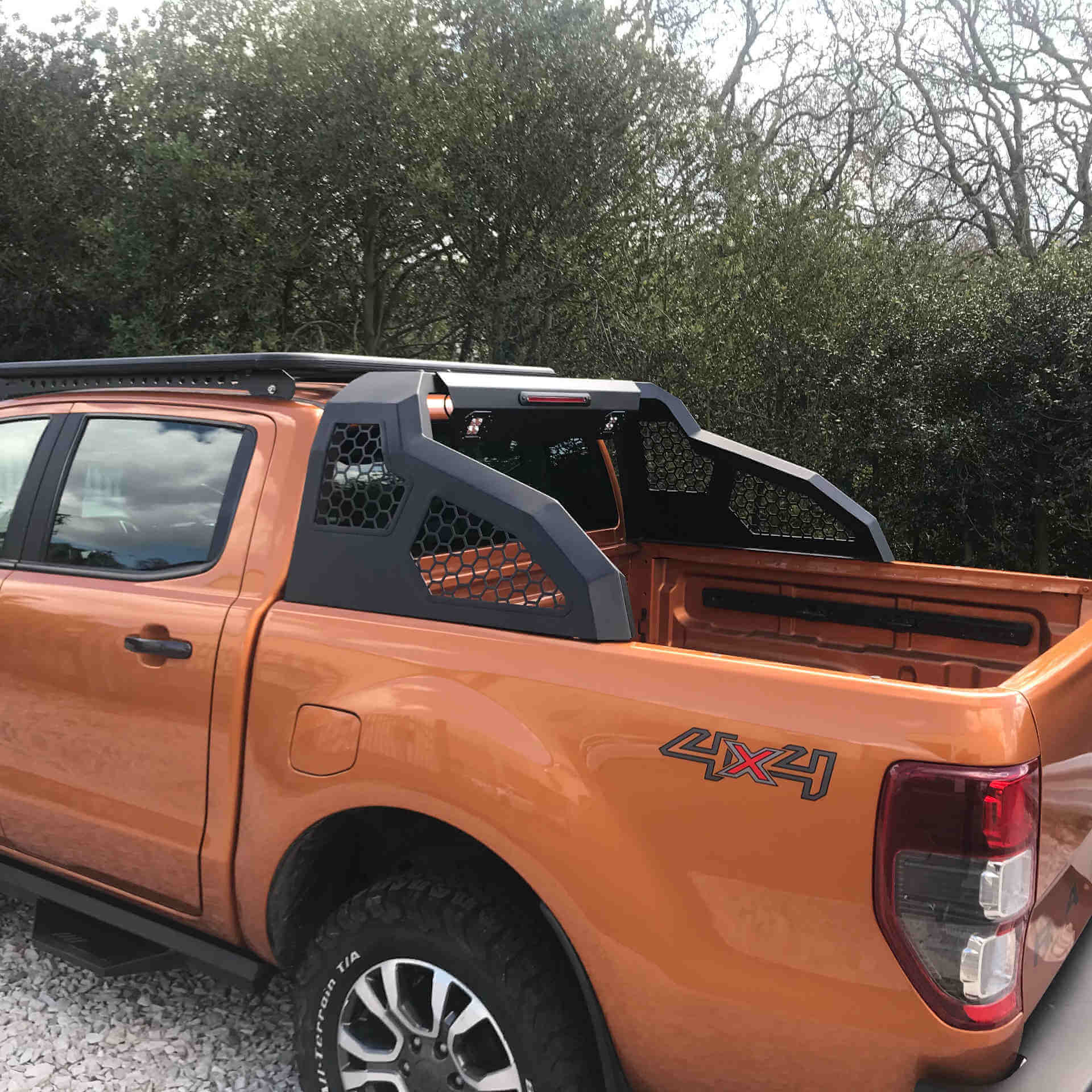 Direct4x4 Pickup Truck Roll Sports Bars Black Side Mesh Roll Sports Bar with LED Work Lights for the Ford Ranger 06-12