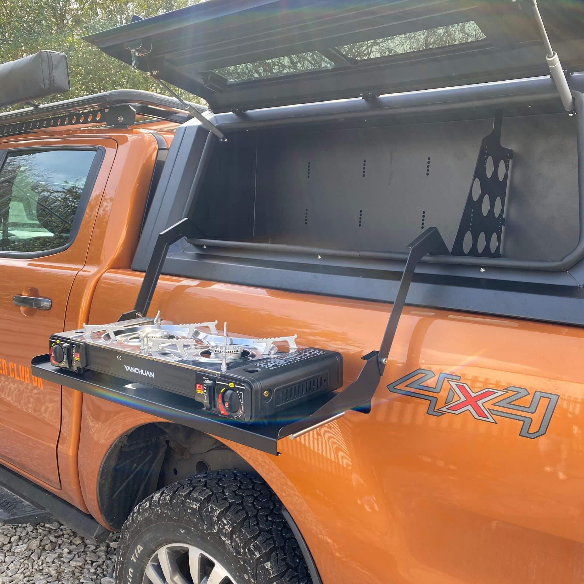 Drop Down Table Radiator Aluminium Pickup Truck Canopy Drop Down Table + Burner for the Toyota ...
