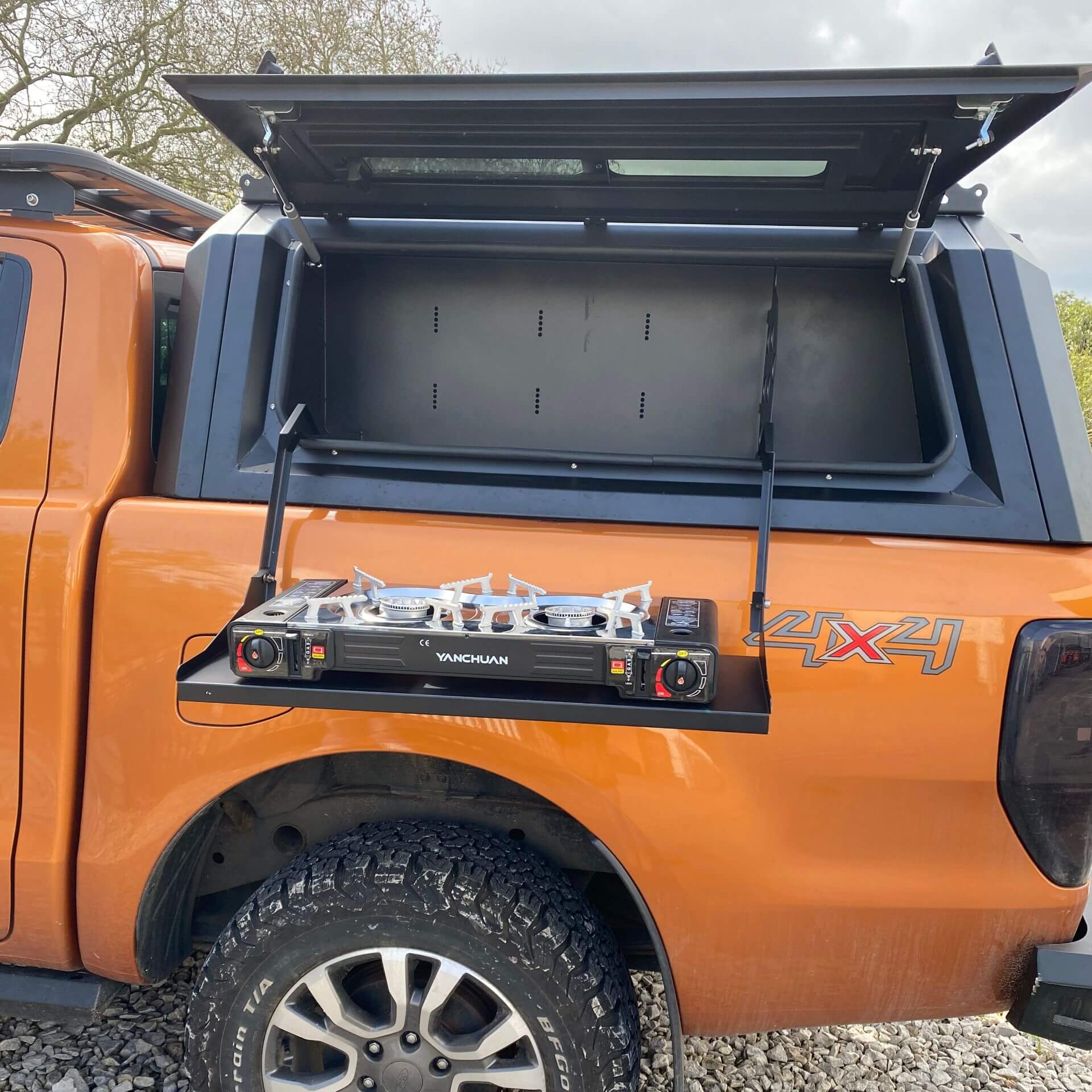 Drop Down Table Radiator Aluminium Pickup Truck Canopy Drop Down Table + Burner for the Toyota ...