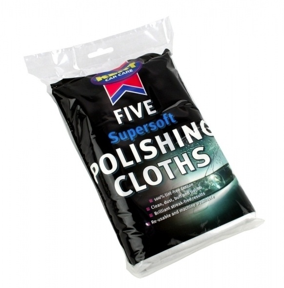 Cotton Polishing Cloths White - Pack Of 5 -  - sold by Direct4x4