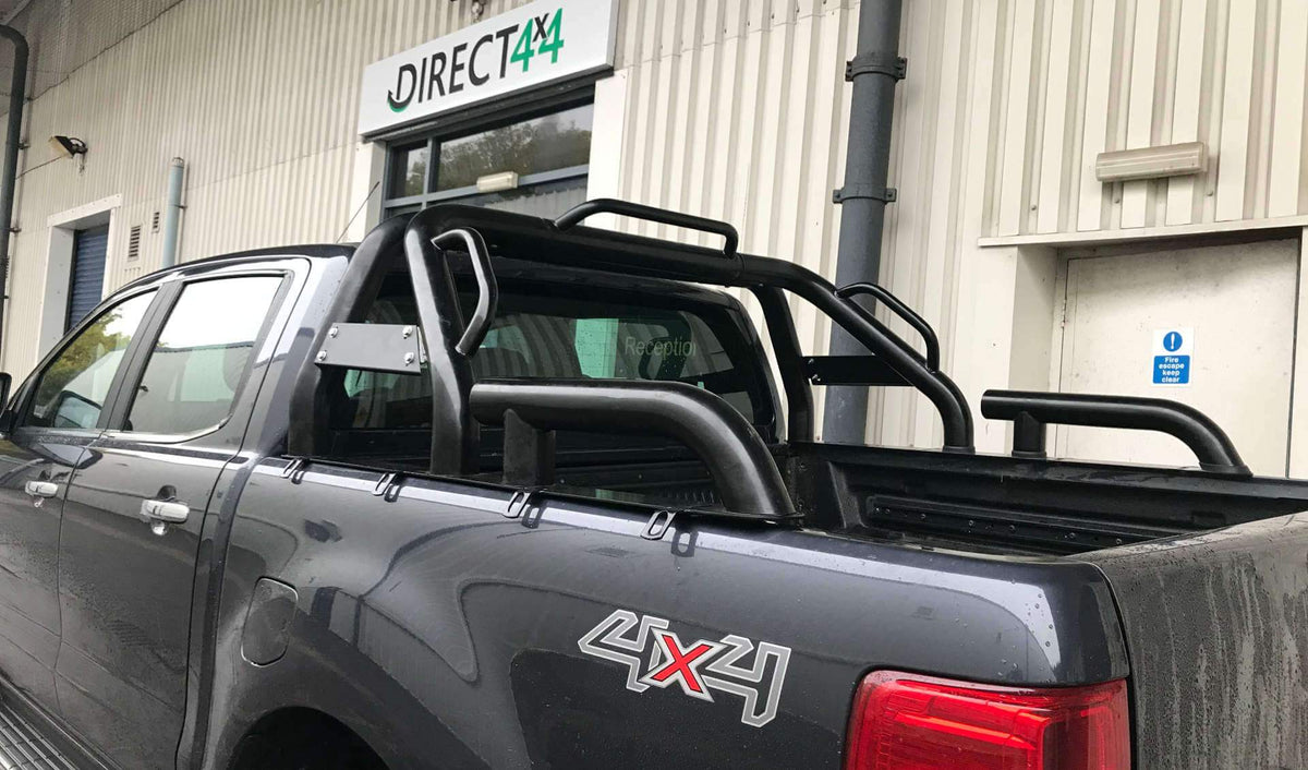 Direct4x4 Pickup Truck Roll Sports Bars Black SUS201 Long Arm Roll Sports Bar with Grab Handle for the Ford Ranger 2022+