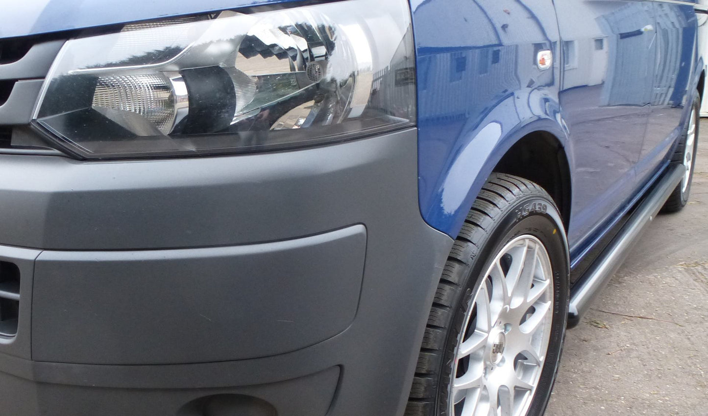 Black Side Bars with Rounded Ends for Volkswagen Transporter T5 LWB -  - sold by Direct4x4